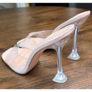 Women Transparent Stiletto high Heel Sandals Open Toe Mules Shoes Slippers Summe
